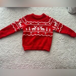 little boys Red and White Reindeer Sweater
